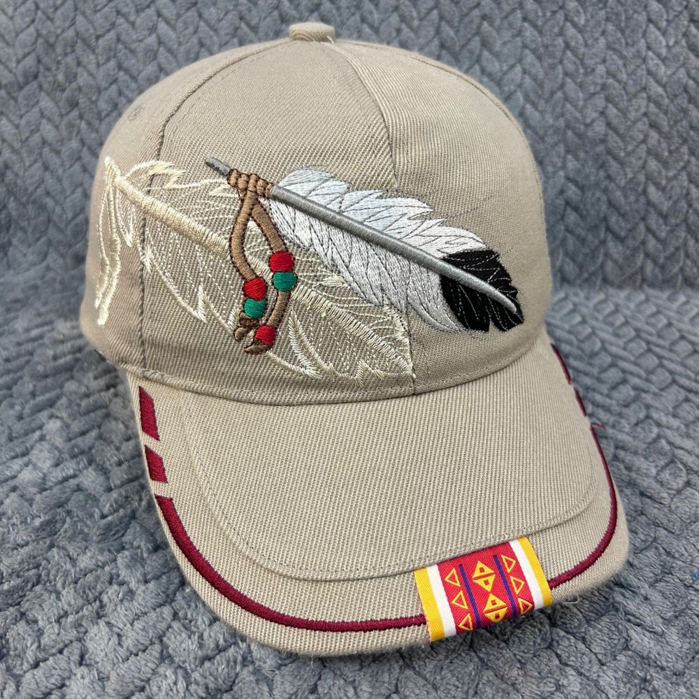Embroidered Feather Unisex Tan Golden Lion Native Pride Baseball Hat OSFA